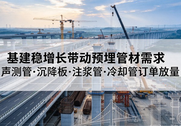鹿泉基建稳增长带动预埋监测管材需求，声测管、沉降板、注浆管订单持续放量